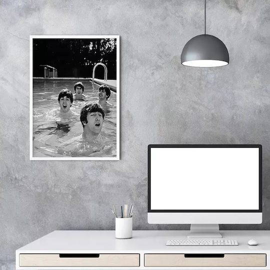Music Poster Beatles Ms056 40cm X 50cm Premium Μαύρο Ξύλινο Κάδρο