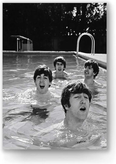Music Poster Beatles Ms056 40cm X 50cm Premium Μαύρο Ξύλινο Κάδρο