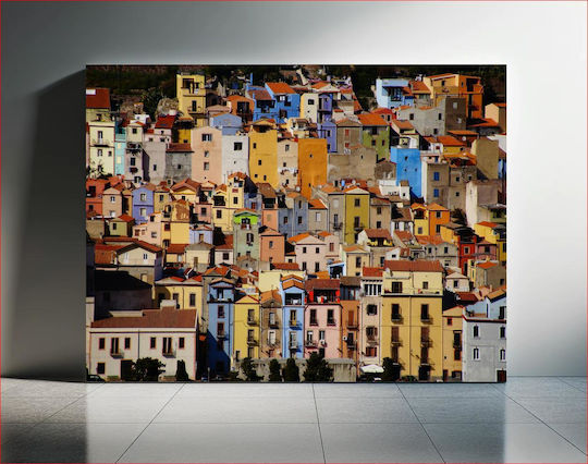 Colorful Houses In A City Πολύχρωμα Σπίτια Σε Μια Πόλη 1 σε Καμβά