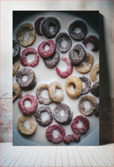 Πίνακας Colorful Cereal In Milk Πολύχρωμα Δημητριακά Στο Γάλα 70x100 Πίνακας Colorful Cereal In Milk Πολύχρωμα Δημητριακά Στο Γάλα 70x100