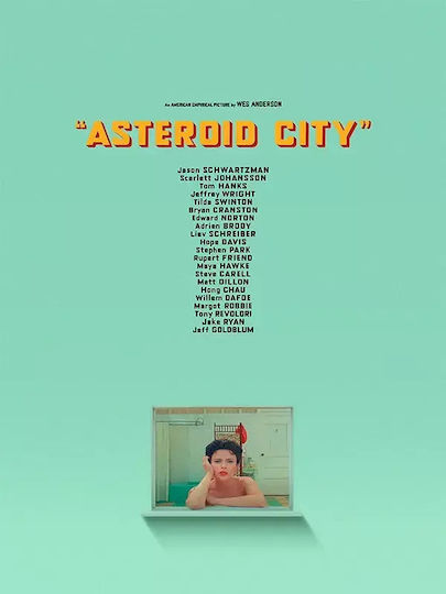 Poster Asteroid City Mv112 40cm x 50cm Rahmen aus Naturholz Beige