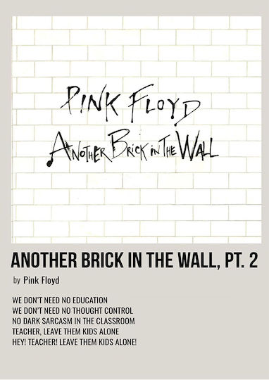 Poster Muzical Another Brick In Wall Pink Floyd Ms575 40cm X 50cm Cadru Negru Din Lemn
