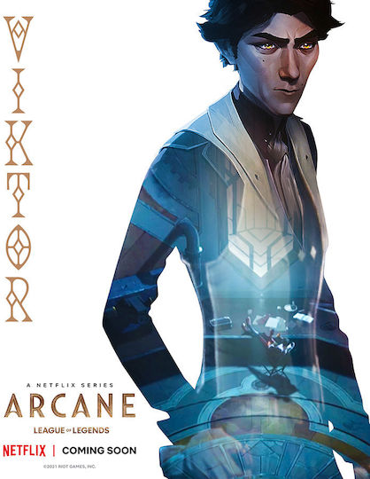 Gaming Poster Arcane League Legends Viktor Gm2397 40cm x 50cm Weiße Hölzernes Rahmen