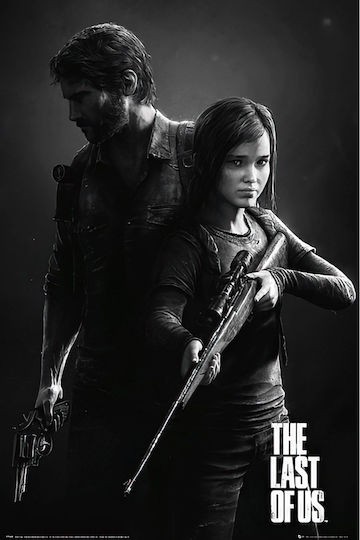Poster Gaming Last Us Joel & Ellie Gm2391 40cm X 50cm Cadru Alb Din Lemn