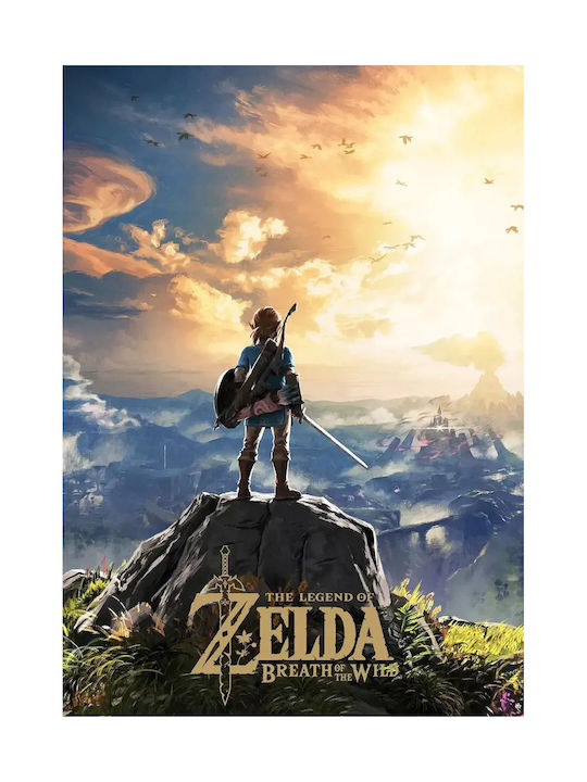 Gaming Poster Zelda Breath Wild Gm2338 40cm X 50cm White Wooden Frame