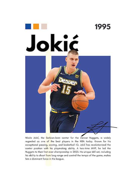 Poster NBA Greatness Series Nikola Jokic SNK279 40cm x 50cm Premium Black Wooden Frame