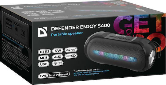 Defender Enjoy S400 Bluetooth Speaker 5W with Radio and Battery Life up to 4 hours Black