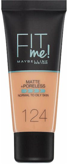 Maybelline Fit Me Matte + Poreless Liquid Foundation 124 Soft Sand 30ml