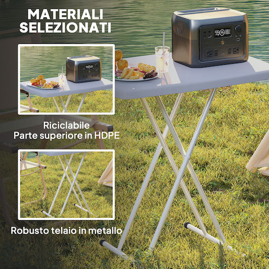 Metal Table For Small Outdoor Spaces Foldable Dark Grey 76x50x74cm