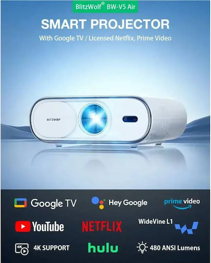 BlitzWolf BW-V5 Air Mini Projector LCD Full HD Λάμπας LED με Wi-Fi