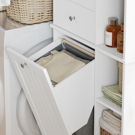 HomCom HomCom Badezimmerschrank für Wäscherei 60x28.8x171cm Weiß