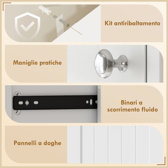 HomCom HomCom Badezimmerschrank für Wäscherei 60x28.8x171cm Weiß