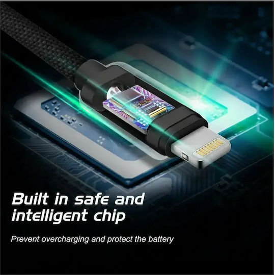 Swissten Плетена USB-C към Lightning кабел Черен 2м (71529201)
