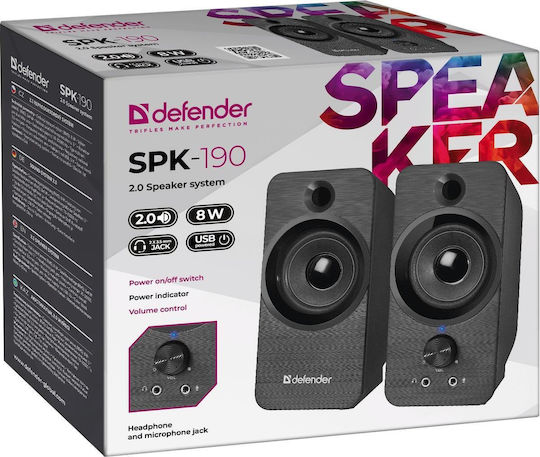 Defender SPK-190 Computerlautsprecher 2.0 mit Leistung 8W in Schwarz Farbe