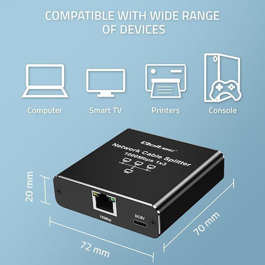 Qoltec L2 Switch με 2 Θύρες Gigabit (1Gbps) Ethernet