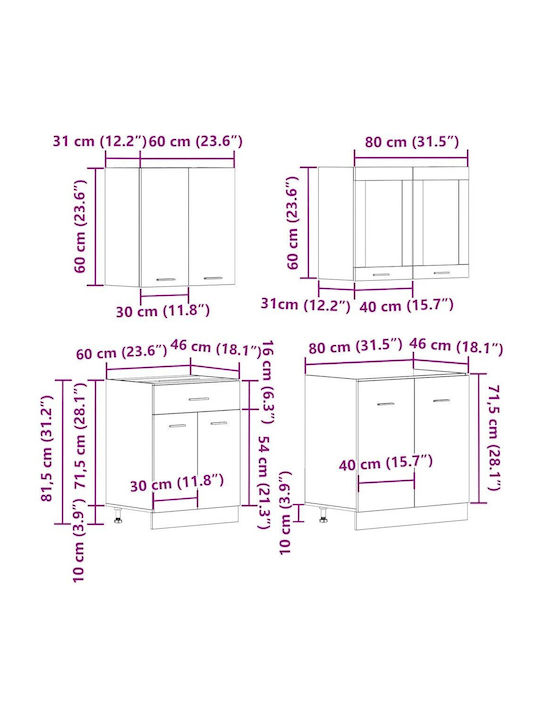 Küchenschrank Spüle Alt Holz 80x31x60cm