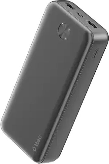 TTEC ReCharger Power Bank 20000mAh 10.5W mit 2 USB-A Ausgangsanschlüsse Schwarz