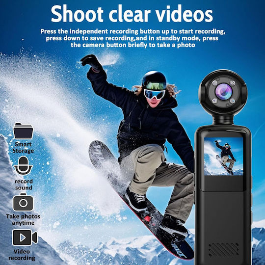 017215 Action Camera Full HD (1080p) με Οθόνη Μαύρη
