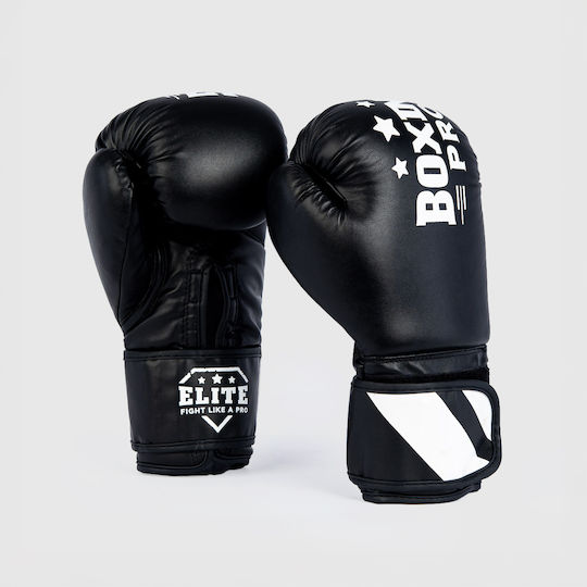Boxing Pro Boxing Gloves Made of Synthetic Leather for Competition Black