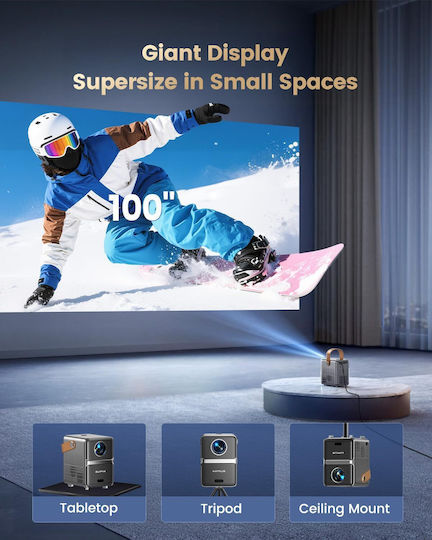 Wimius P61 Pro Mini Proiector LCD Full HD cu Lampă LED Wi-Fi și Difuzoare Încorporate