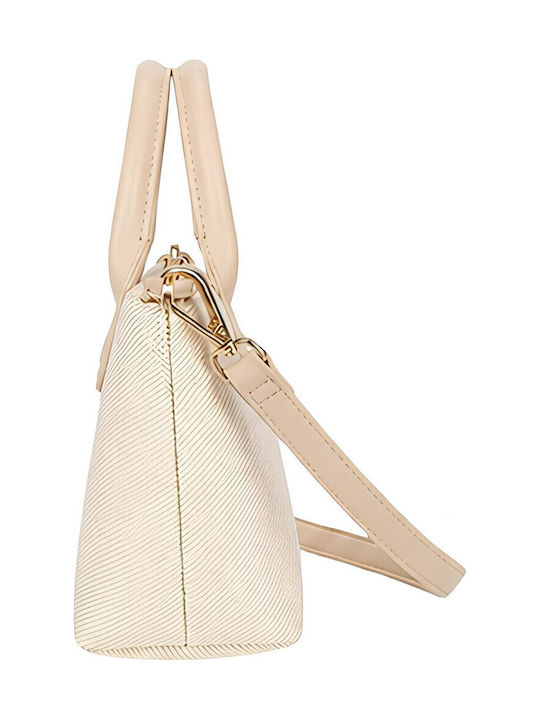 Gallantry Mini Canvas Tote Handbag Women Leather Effect Shoulder Strap Beige