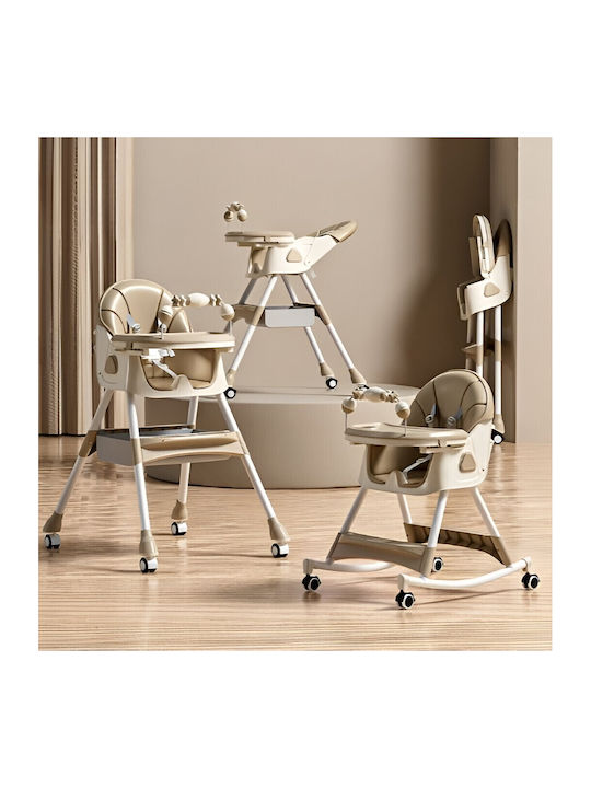 Alista Home Scaun Înalt De Masă Bebe Pliabil 3 În 1 Cu Înălțime Reglabilă Ecru
