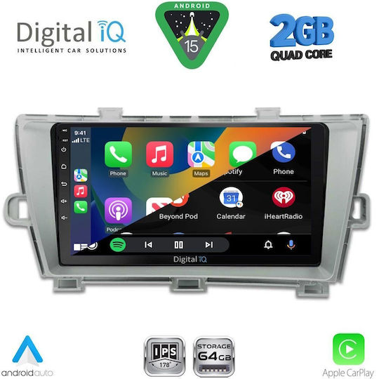 Digital IQ Sistem Audio Auto Pentru Toyota Prius 2009-2015 Bluetooth USB Wi-Fi GPS Apple CarPlay Android Auto Cu Ecran Tactil 9"