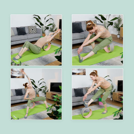Relaxdays Yoga Roller Plastic 12.5x32cm Pink Grey