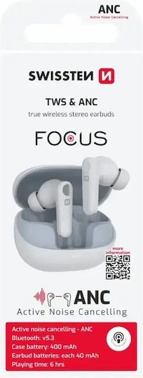 Swissten ANC Focus In-Ear Bluetooth-Freisprecheinrichtung Kopfhörer mit Ladeetui Weiß