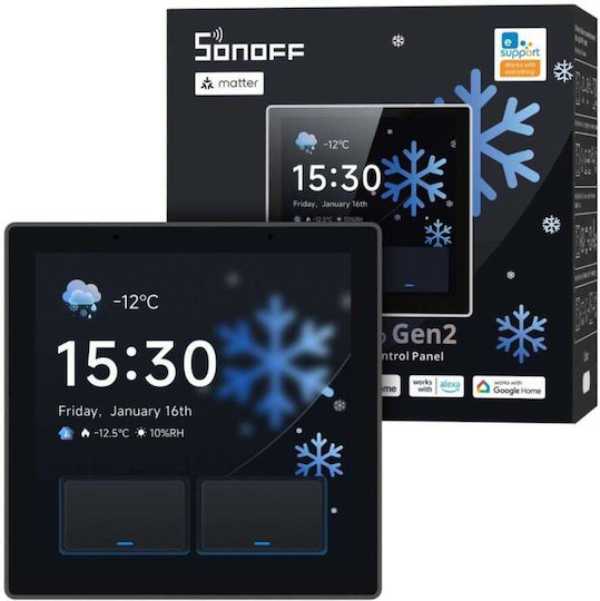 Sonoff Nspanel Pro Вграден Стенен Прекъсвач Wi-Fi с Рамка Черен