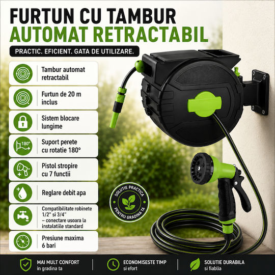 Anemă Automată de Irigare cu Furtun 20m