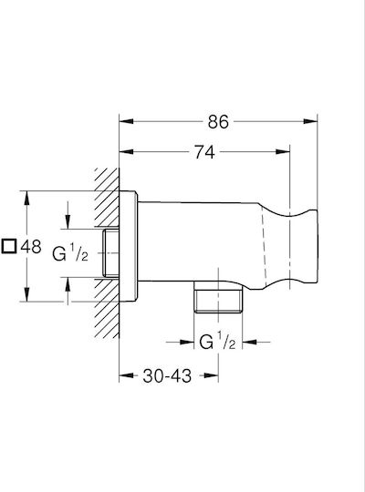 Grohe Outlet Elbow Rainshower Wall Union W Holder Wall Mount Universal Male Thread Support Warm Sunset Polished Copper