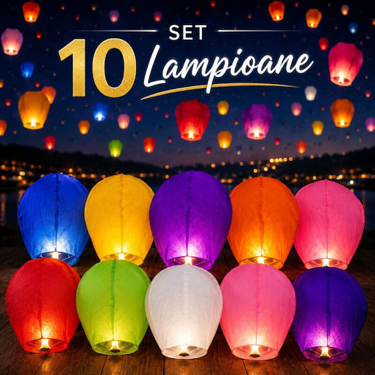 Set 10 Bucăți Lampioane Zburătoare Colorate Clasice