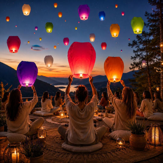 Colored Flying Lanterns Set 10 Classic Pieces