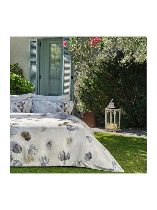 Tac Σετ Παπλωματοθήκη 200x220cm Διπλή με 4 Μαξιλαροθήκες & 1 Σεντόνι Leaf Pattern