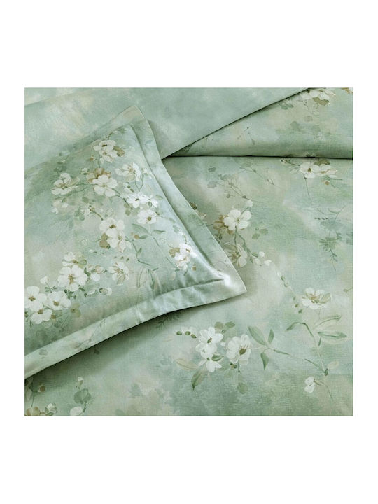 Tac Set Huse Pentru Pilote 200x220cm Dublu Cu 2 Fețe De Pernă Și 1 Cearceaf Flori Albe