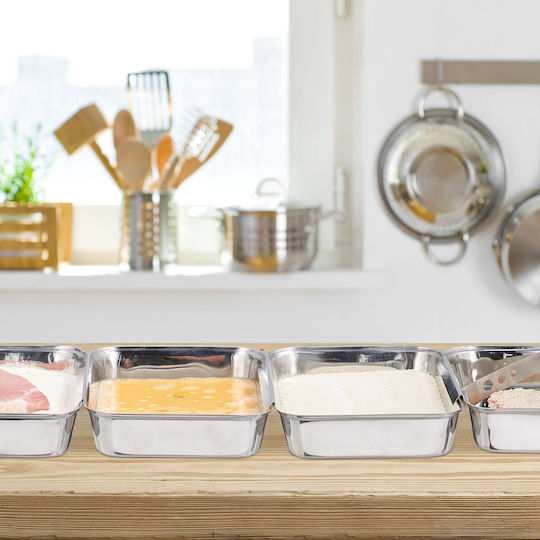 Set Serving Trays Breaded Dishes Relaxdays Made Stainless Steel Silver 4x23x17 Cm