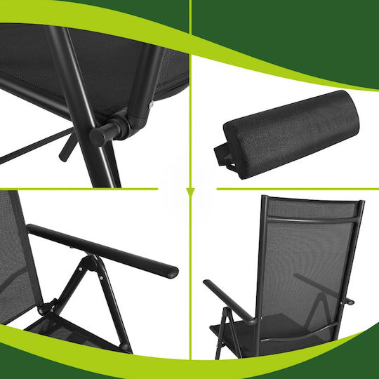 Scaun De Plajă Gri 54x66x107cm Set 2 Bucăți