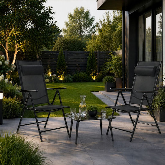 Scaun De Plajă Gri 54x66x107cm Set 2 Bucăți