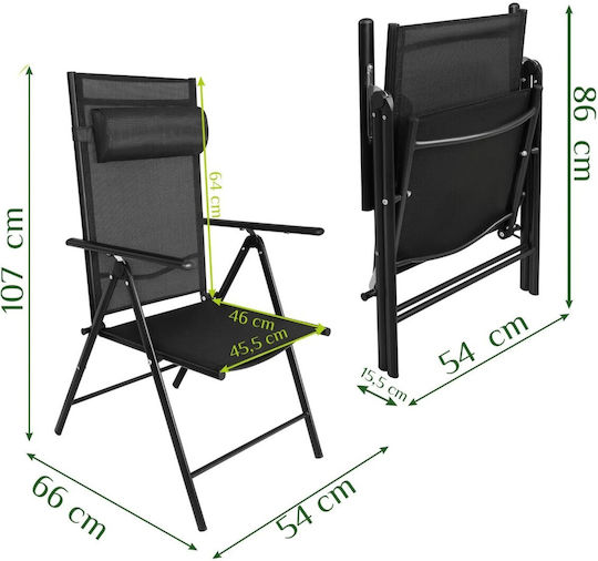 Scaun De Plajă Gri 54x66x107cm Set 2 Bucăți