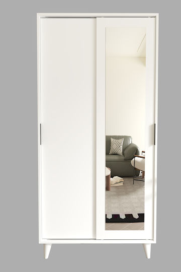 Mobilier Hol cu Oglindă și Dulap Alb 90x43x185cm