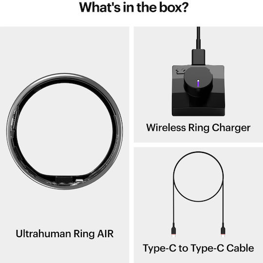 Ultrahuman Air Smart Ring 20.6mm Αδιάβροχο με Παλμογράφο Ασημί