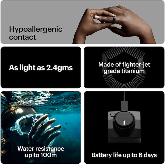 Ultrahuman Air Smart Ring 17.1mm Αδιάβροχο με Παλμογράφο Matte Gray