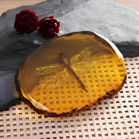 Amber Dragonfly – Amber Imitation Realistic Insect Decorative Embedded Insect Ideal for Collections Educational Purposes