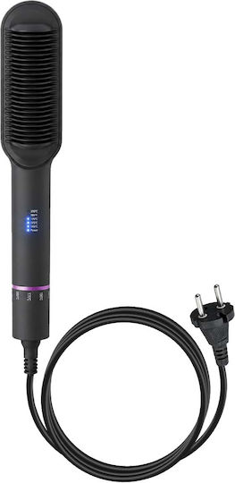 Avizar Straightening Hot Brush Ceramic Adjustable Anti-scald Comb Black