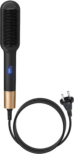 Avizar Straightening Hot Brush Ceramic Adjustable Anti-scald Comb Black Gold