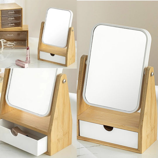 Pufo Accesorii Organizator Oglindă Cosmetice Unelte Machiaj Depozitare Produse Cosmetice Design Elegant Masă Toaletă Alb