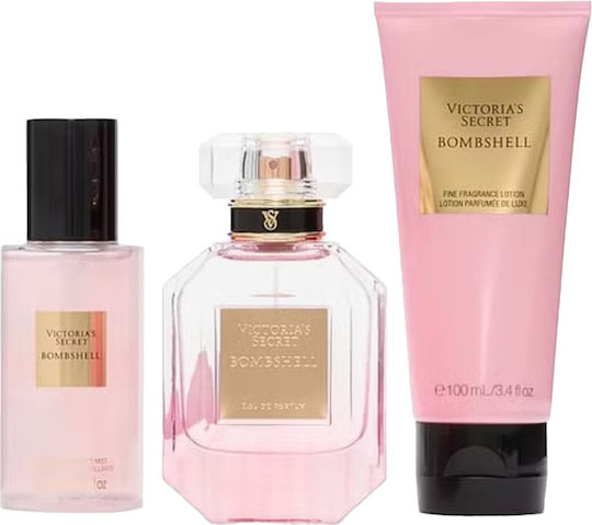 Подаръчен Комплект Victoria’s Secret Bombshell Парфюм 50 Ml Спрей За Тяло 75 Ml Лосион 100 Ml