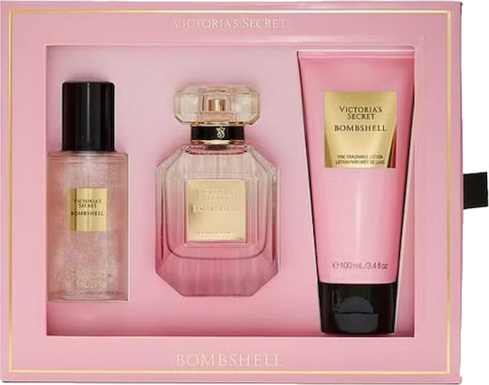 Подаръчен Комплект Victoria’s Secret Bombshell Парфюм 50 Ml Спрей За Тяло 75 Ml Лосион 100 Ml