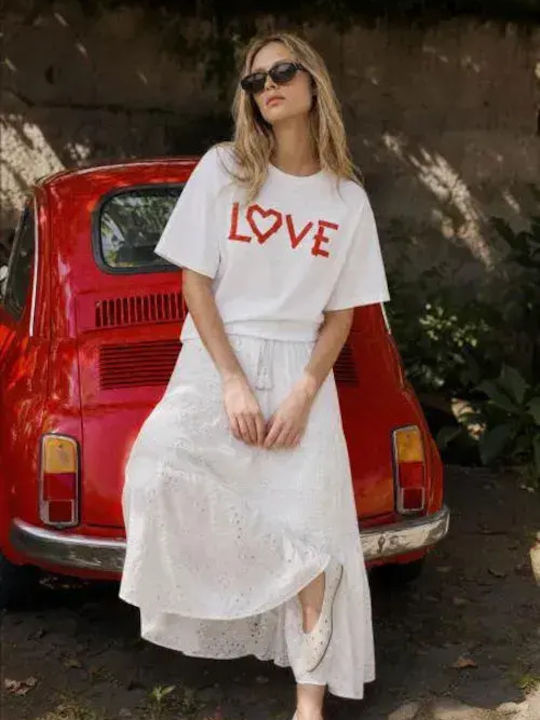 High Waist White Skirt